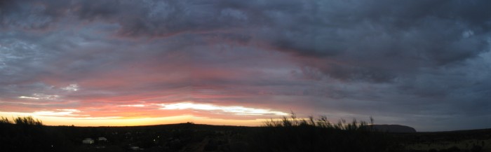 Panorama of Uluru at the sunrise