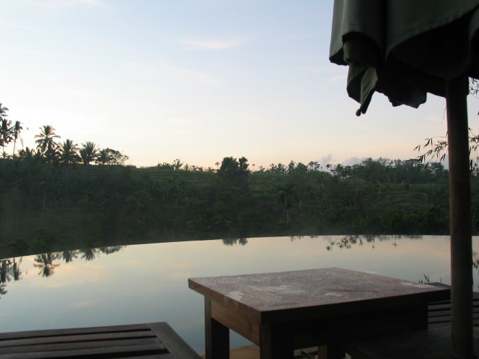 Sunrise on the swimming pool