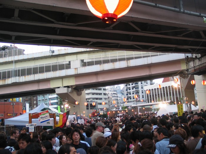 A crowd in Azabu Juban